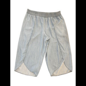 Cato Chambray Wide Leg Cropped Pants Tulip Hem High Rise Pull On 22/24W Plus